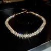 Choker FYUAN Fashion Gold Color Rhinestone Necklaces For Women Geometric Crystal Weddings Jewelry Party Gifts