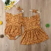 Clothing Sets Toddler Kids Baby Sister Clothes Sleeveless Floral Ruffle Romper /Dress Summer Family Matching Outfits