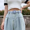 Ceintures Blue Love Dames Ceinture Mode Casual Plaid Pin Boucle Denim Cuir Design De Luxe Style Coréen Mignon Élastique Femmes