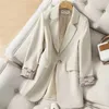 Trajes para mujer Blazers Marca Tide Diseñador de moda retro de alta calidad Serie de color puro Chaqueta de traje Un grano de hebilla Ropa de mujer delgada de talla grande E778