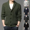 Herentruien 2023 Spring herfst Men Sweater Coats Retro Fashion Design Militair Green Green Cardigan Europe America America Heren Kleding