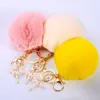 Keychains Fashion Rhinestone Ballerina Keychain Söt imitation päls Pompom Keyring för kvinnor Bag Pendant Car Key Holder Gifts