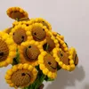 Dekoratif çiçekler 1pc el dokuma diy el yapımı sevimli yün örgü tığ işi gülümseme ayçiçeği taklit taklit et
