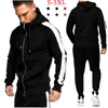 Men's Tracksuits Autumn Winter Exercício conjunto de duas peças homens zip capuzes corredores de calças rastreio de corrida de arremesso de corrida esportiva com capuz