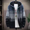 Erkek Sweaters 2022 Sonbahar/Kış Erkekler Sıradan Hardigan Zip-Up Sweater ve Polar Örgü Kapşonlu Erkekler