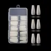 False Nails 100 PCS Nail Art French Abs Tips Full täckning Lång balett Tryck på Coffin Ballerina Manicure Supplies