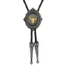 Bow Ties KDG Western Cowboy Zinc Alloy Natural Animal Pendant Necklace Simple Wild Leather Cord