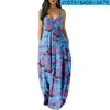 Party Dresses Plum Bossom Print Women Casual Short Sleeve Dress Loose Long Double Pocket Beach Resort -woman