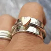 Bröllopsringar Creative Vintage Tow Tone Heart For Women Retro Fashion Jewelry Engagement Party Gift Finger Ring Wholesale