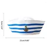 Berets Fashion White Captain Sailor Hat Fancy Cosplay Marine Marine Cap для Travel Beach Dance Bar