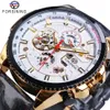 Forsining Orologio da uomo automatico Casual Data d'oro Polacco Cintura in pelle nera Orologi meccanici Orologio impermeabile Relogio Masculino2664