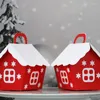 Gift Wrap 25st Christmas Red Little House Candy Box Cookie Påsar för att ge Treat Boxes Packing Cases