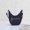 Loop Half-maan Hobo Cross Body Tote Bag Vintage Letter Bloem Monogrammen Leer Denim Purse portemonnee Lussen Handtas Dubbele keten 2022182A