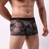 Underpants Rouphe masculino boxeador de boxe de renda transparente calcinha respirável