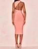 Abiti casual Moda Sexy Summer Women Bodycon Guaina posteriore Scava fuori Celebrity Evening Club Abito fasciatura rosa Vestido