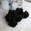 Decorative Flowers 7 Heads Black Rose Artificial Flower Bouquet For Home Wedding Decoration Halloween Christmas Party Single Silk