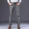 Men's Jeans 2023 Spring Autumn Men's Gray Stretch Business Fashion Classic Style Denim Regular Fit Trousers Male Brand Pants