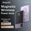Dla Magsafe MagSafe Fast Four Feil Bank Bank Fast Charger na iPhone 11 12 13 14 Pro Max Zewnętrzny dodatkowy pakiet baterii baterii
