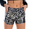 Women's Shorts Sparkly Laser Holographic Women's Sports Pu Bright Leather Color Sexy Leopard Print