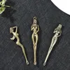 Keychains Brass Keychain Pick Ear Tool Gadgets For Men Creative Car Mirror Chain Pendant Goddess