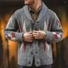 Men's Sweaters Trendy Sweater Coat Soft Lapel Skin-Touch Winter Buttons Jacquard Cardigan Knitwear Knitted Cold Resistant