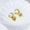 Brincos de argolas jóias para mulheres 2022 Piercing Star Heart Heart Colorful Zircon Woman Brincha Acessórios Bijouterie Feminino Gift