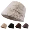 Bérets d'hiver chapeau seau couleur unie tricoté Protection des oreilles doux Style coréen crème solaire résistante au froid femmes pour la vie quotidienne