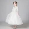 Girl Dresses White Elegant O-Neck Ankle-Length Empire Half Sleeves Ball Gown Kids Party Communion For Weddings A2298