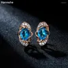 Boucles d'oreilles Hanreshe fête de mariage bleu rouge bijoux de mode cristal pousser Simple naturel Zircon femmes cadeau