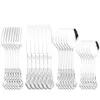 Dijkartikelen sets 24 stks spiegel mes vork lepel bestek set roestvrij staal servies hoogwaardige carve zilverwerk keuken flatware