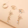 Sırtlar Küpe Satış Opal Kelebek 5 PCS Kızlar Kristal Rhinestone Uzun Kulak Kuff Saplama Küçük Klip Set Mücevherleri Kadınlar