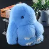 Keychains 14cm Söt pluffnyckelring Rex Fur Key Chains For Women Bag Toys Doll Fluffy Pom Lovely Pompom Keyring