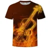 Men's T Shirts Summer Trendy Musical Instrument Guitar Pattern Loose Casual Beach Boutique Top Men’s T-shirt