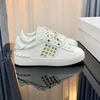 Luxury Punk Rivet White Shoes Joker Low Cut Flat Lace-Up Sports Men's and Women's Leather Skateboard Studded Fashion Casual Shoes Sneakers Patchwork