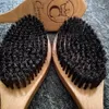 MOQ 100PCS Personnalisez les brosses LOGO Curved 360 Waves - Medium / Hard Fabriquées avec des poils en nylon de sanglier renforcés et un manche en bois