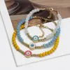 Blue Evil Eyes Bracelets Fios de miçangas para mulheres Lady Gold Metal Metal Flop