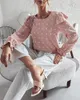 Dames blouses khalee yose roze elegante blouse shirts lente zomer lange lantaarn mouw o-neck kantoor dames casual vrouw top