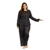 Survêtements grande taille ensemble de vêtements de nuit femmes noir imprimé T-Shirt pantalon grand Homewear deux pièces costume vêtements de nuit pyjamas