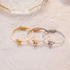 Bangle Fashion Gold Plated Silver Color Stainless Steel Butterfly Charms Bracelets For Women