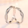 Anillos de boda Moda Wave Pareja Anillo Set Coreano Plata Plateado Para Mujeres Hombres Joyería Personalidad Redimensionable Amantes 1CF3