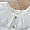 Vestidos de menina 2022 primavera outono roupas infantis grls manga comprida vestido branco bordado roupas crianças