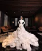 Wedding Dress Mermaid Simple High Neck Tiered Ruffles Trumpet Bridal Gowns Long Sleeves Bohemian Robe De Soiree