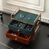 Biżuteria torebki casegrace retro pudełko podwójna szuflada szuflady metalowy stojak na komputery stacjonarne wyświetlacze pudełka do przechowywania taca biżuterii
