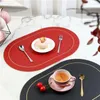 Table Mats Ellipse Two-Sided Placemat Tableware Pad Mat Heat Insulation PU Leather Placemats Bowl Kitchen Non-Slip