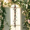 Flores decorativas Flower Garland Artificial Silk Rose para Runner de mesa Ornamento de arco de casamento ao ar livre Decoraton