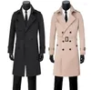 Trench da uomo Uomo Nero Beige Primavera Autunno Moda Coreano Uomo Doppio Petto Cappotto Uomo Abbigliamento Cappotto Manica lunga S - 9XL