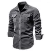 Camicie casual da uomo Camicia di velluto a coste da uomo Business monopetto in cotone Moda uomo solido Autunno Slim Top Camisas De Hombre