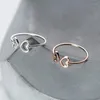 Cluster Rings Double Hollowed-out Heart Shape Ring Minimalist Genuine 925 Sterling Silver For Women Fashion Valentine's Day Gift