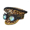 Caps de bola retro leopardo com óculos chapéus moda homens mulheres festas de steampunk festas para o outono de inverno festa calorosa