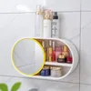 Storage Boxes Creative Wall Mounted Cosmetic Box Toilet Mirror Living Room Rack Hole Free Washstand Organizer